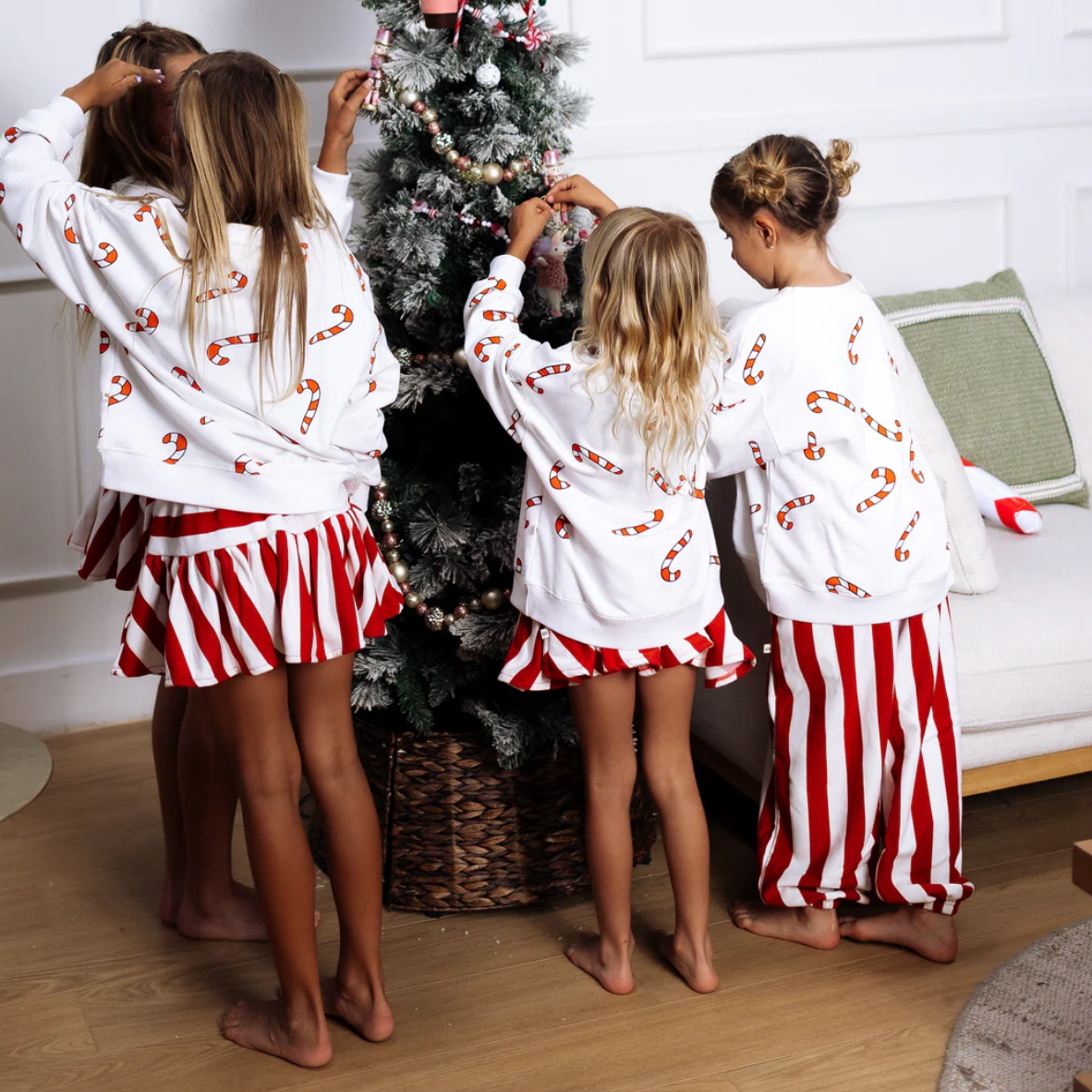 Kids Candy Cane Oversized Drop Shoulder Pullover