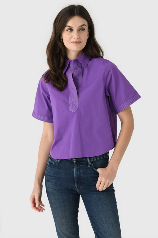 Split Neck Top Game Day Solid