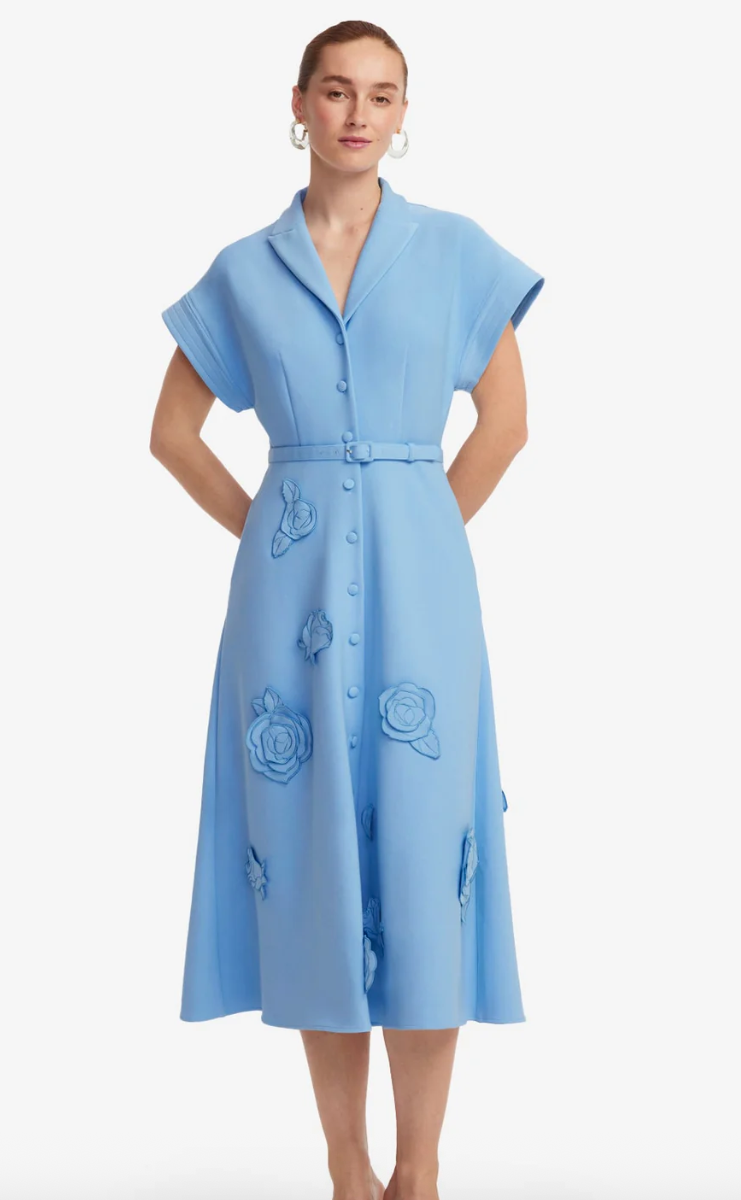 Aubrey Appliqué Shirt Midi Dress