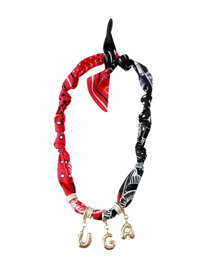 Game Day Bubble Letter Scarf Necklace 