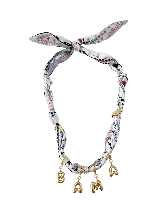 Game Day Bubble Letter Scarf Necklace 