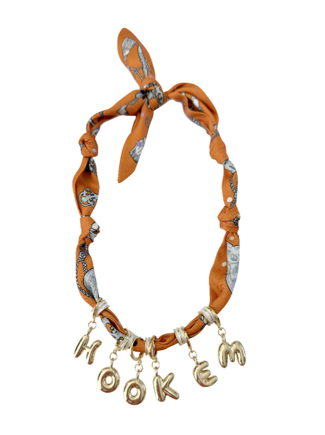 Game Day Bubble Letter Scarf Necklace 