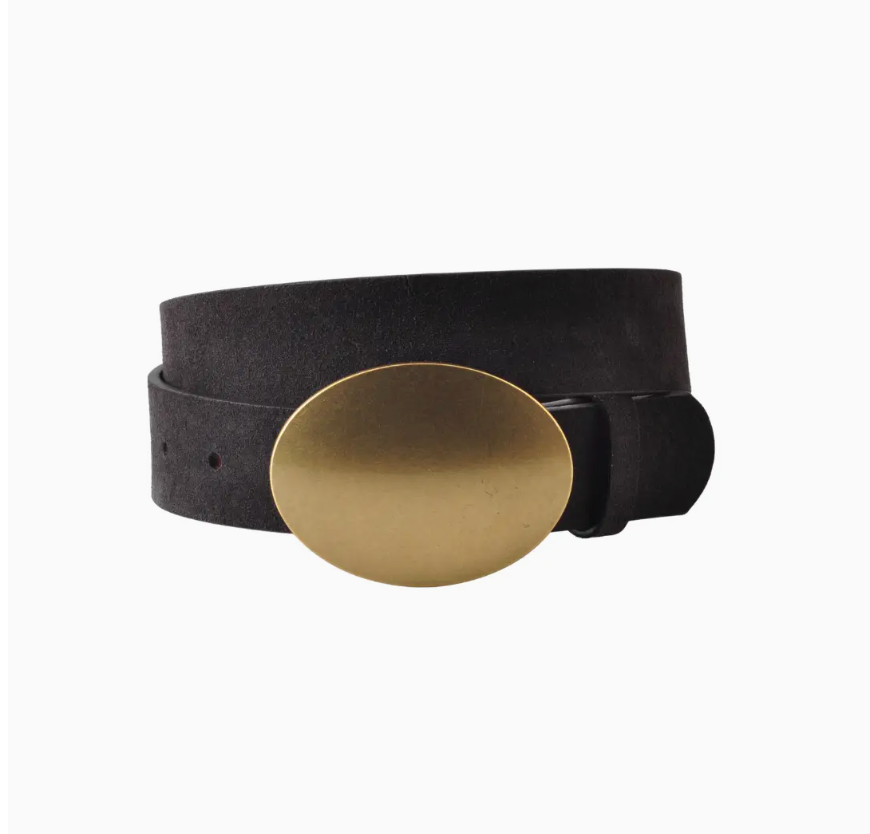 Suede Strap with Horizontal Oval Buckle