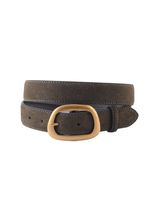 Suede Belt with Organic Shape Buckle
