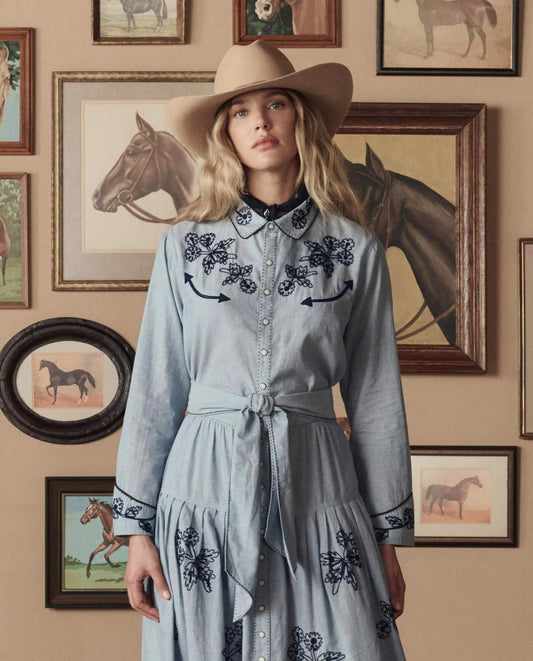 The Chambray Embroidered Western Shirt