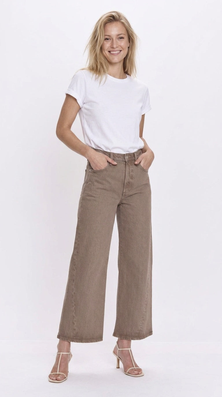 Kyra Ankle High Rise Bowed Wide Leg