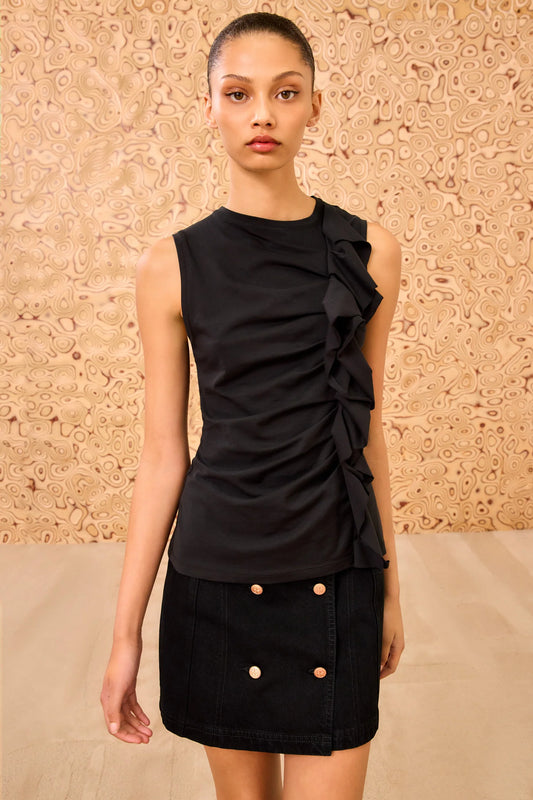 Clio Ruched Ruffle Top