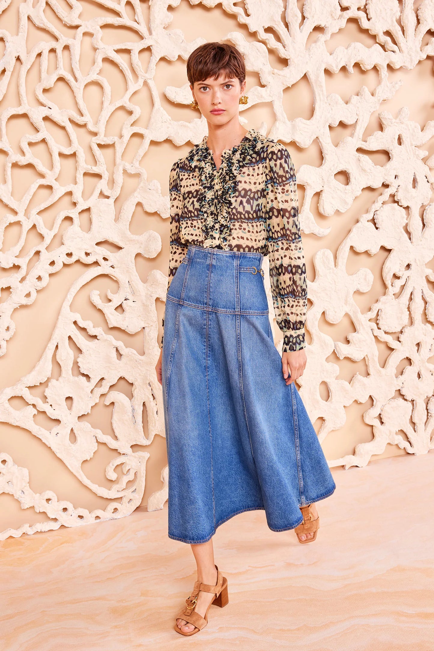 The Brigette Denim Midi Skirt