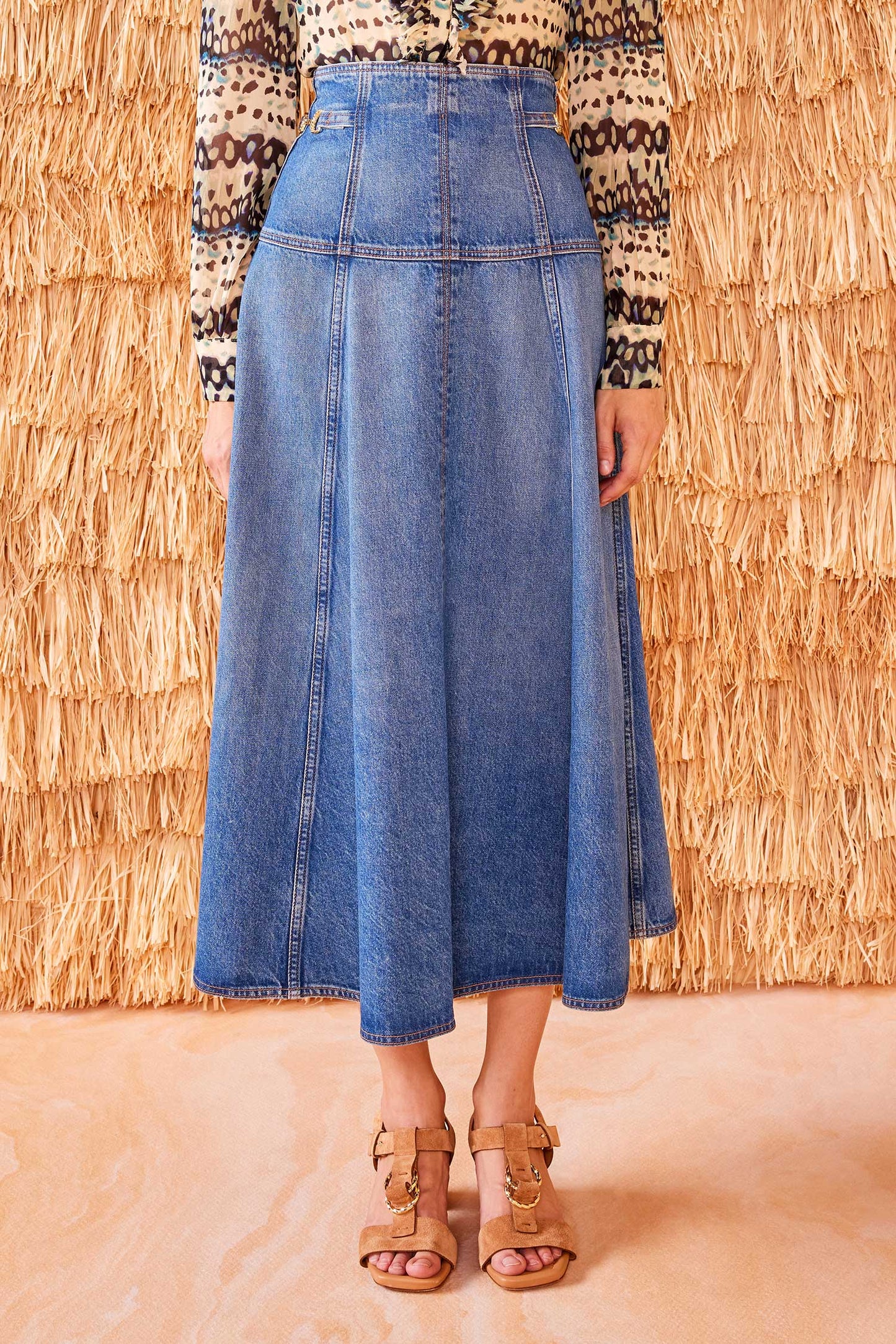 The Brigette Denim Midi Skirt