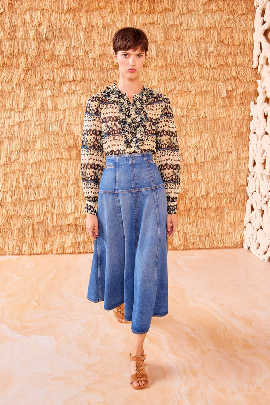 The Brigette Denim Midi Skirt
