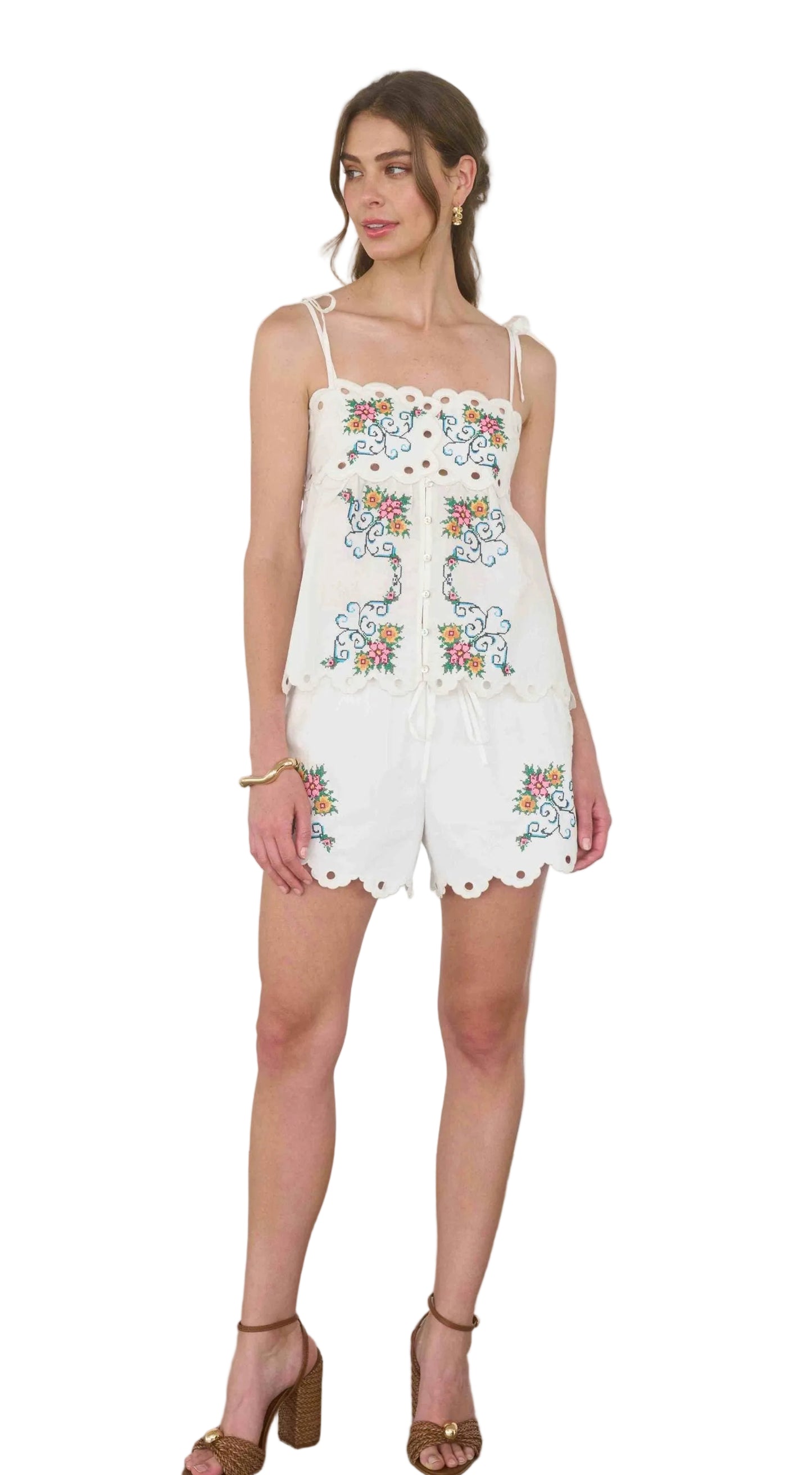 Anna Scallop Floral Shorts