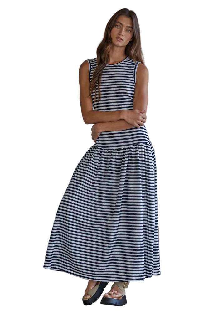 Chelsea Knit Striped Sleeveless Midi