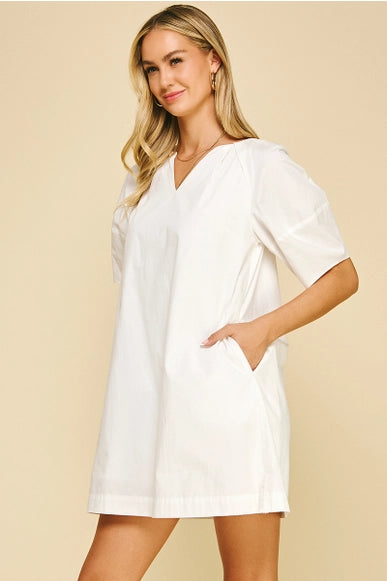 Solid Woven Mini Dress