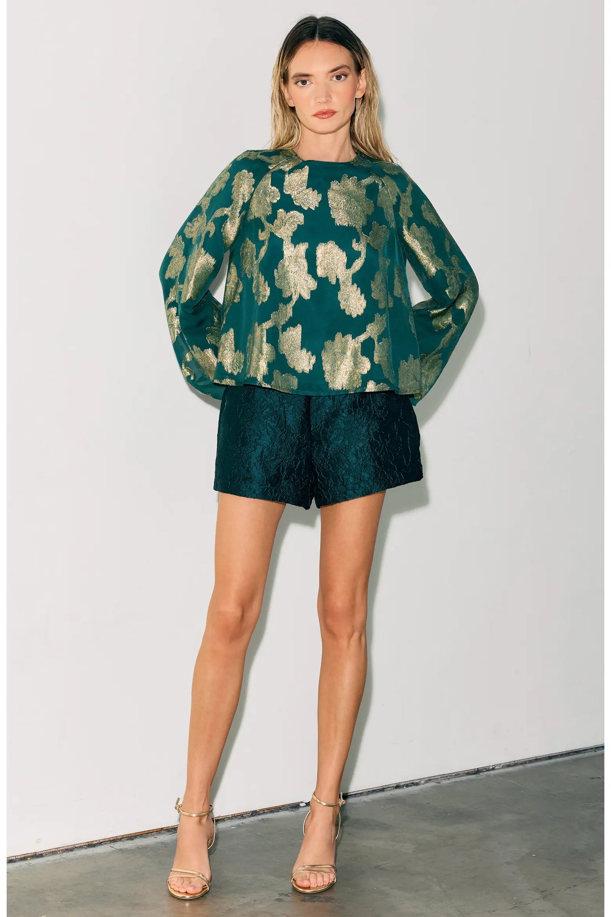 Giulia Metallic Jacquard Chiffon Blouse