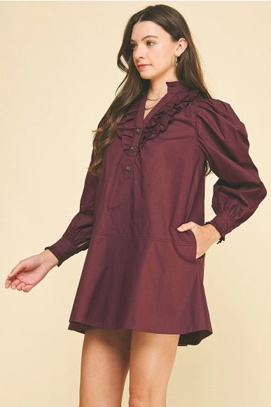 Ruffled Detail Mini Dress