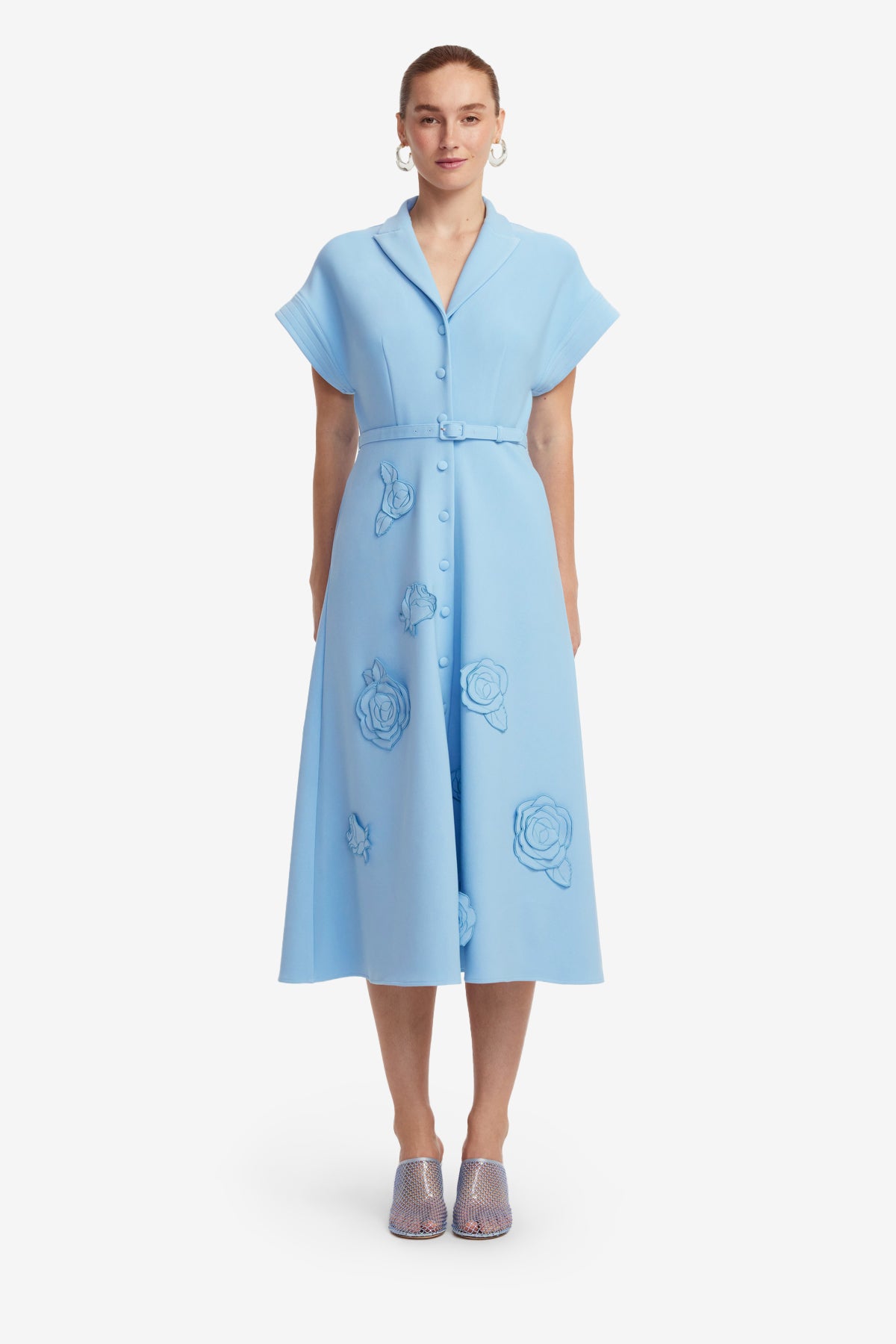 Aubrey Appliqué Shirt Midi Dress