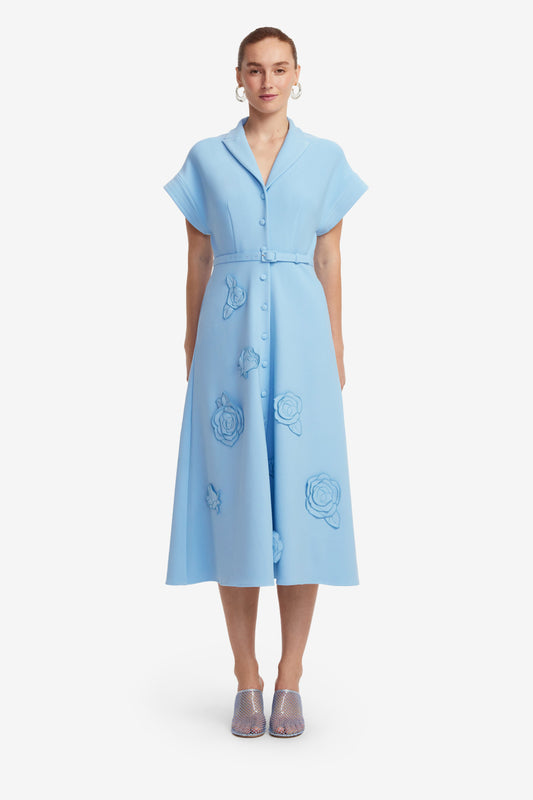 Aubrey Appliqué Shirt Midi Dress