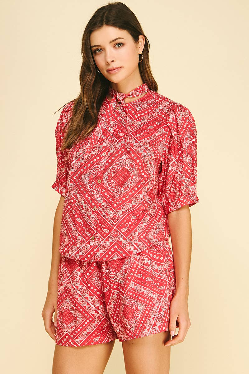 Aubrey Bandana Print Blouse