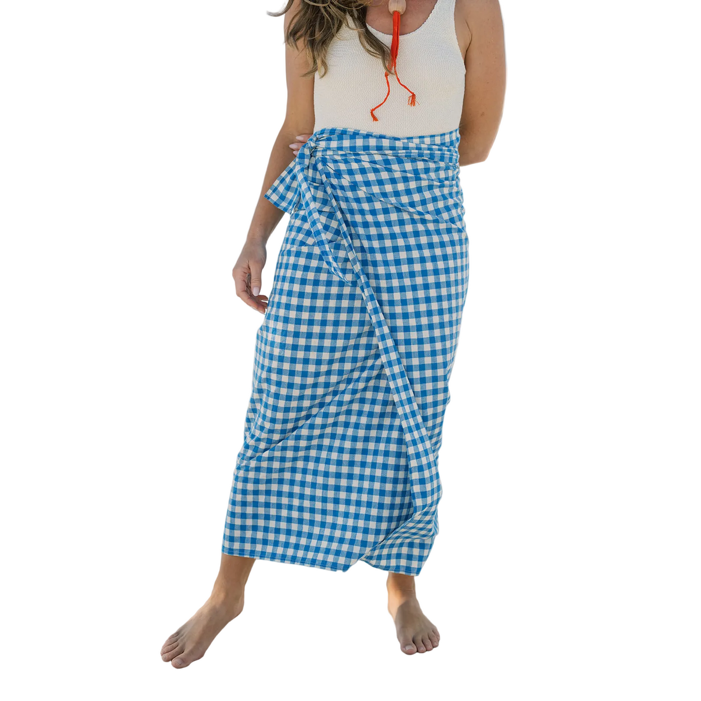 Blue Bay Gingham Tie Sarong
