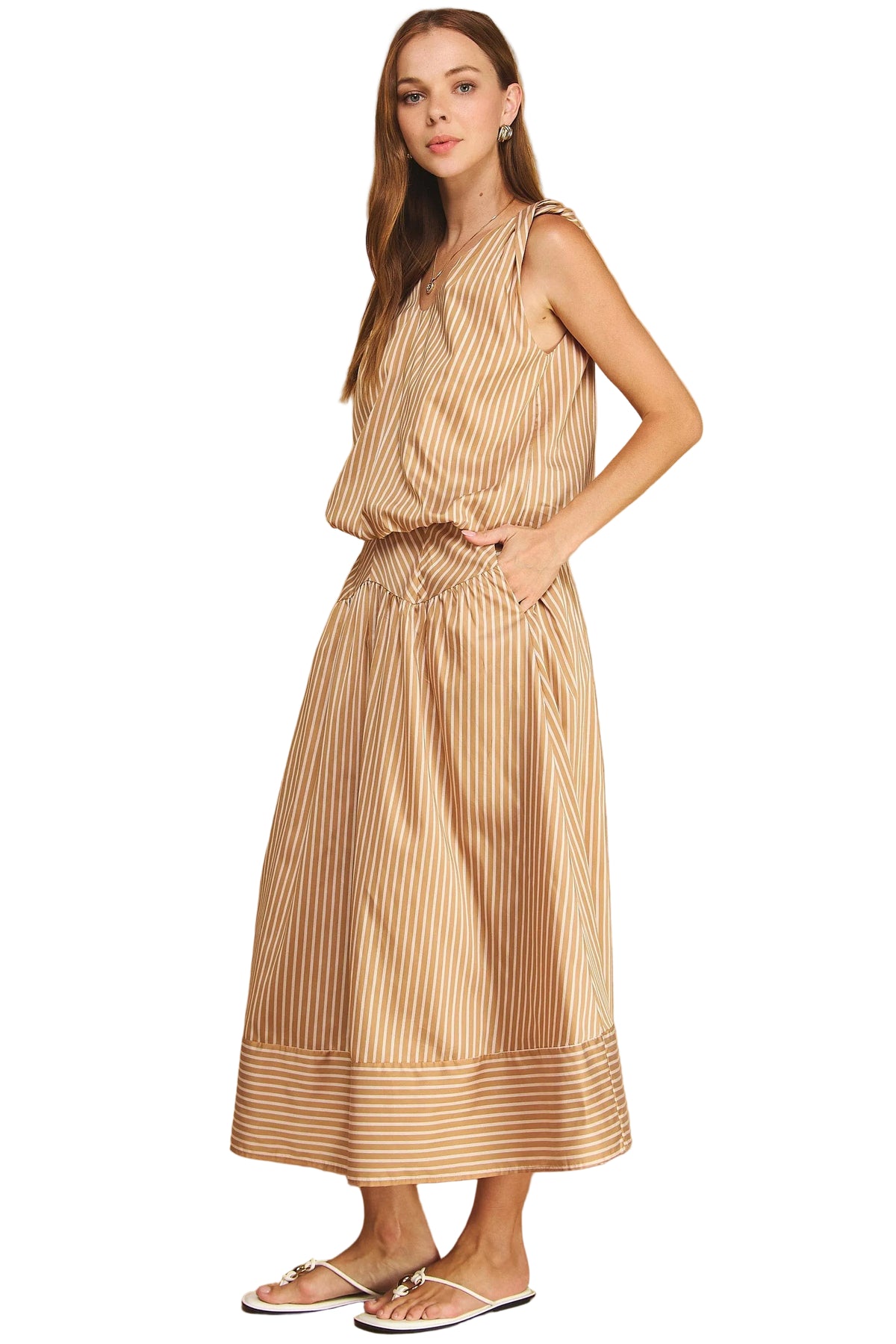 Hadley Striped V-Neck Bubble Top