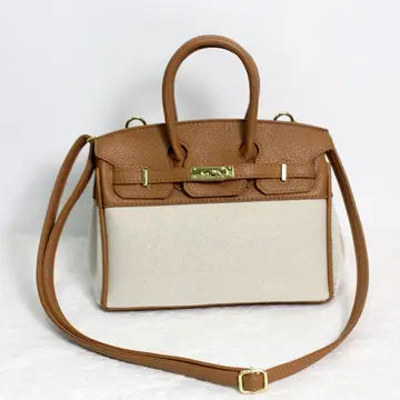 Classic Canvas and Pu Leather Tote Bag