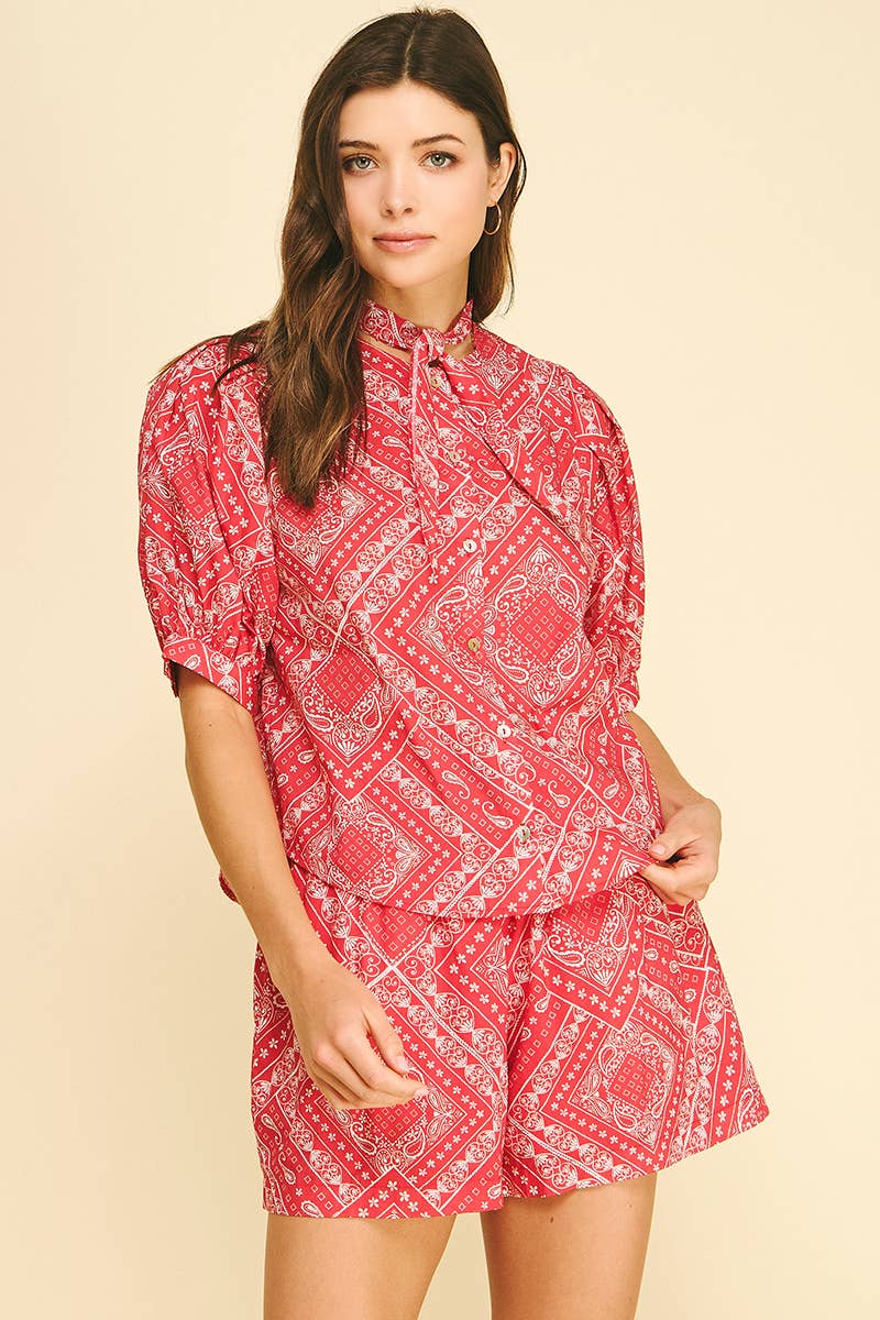 Aubrey Bandana Print Blouse