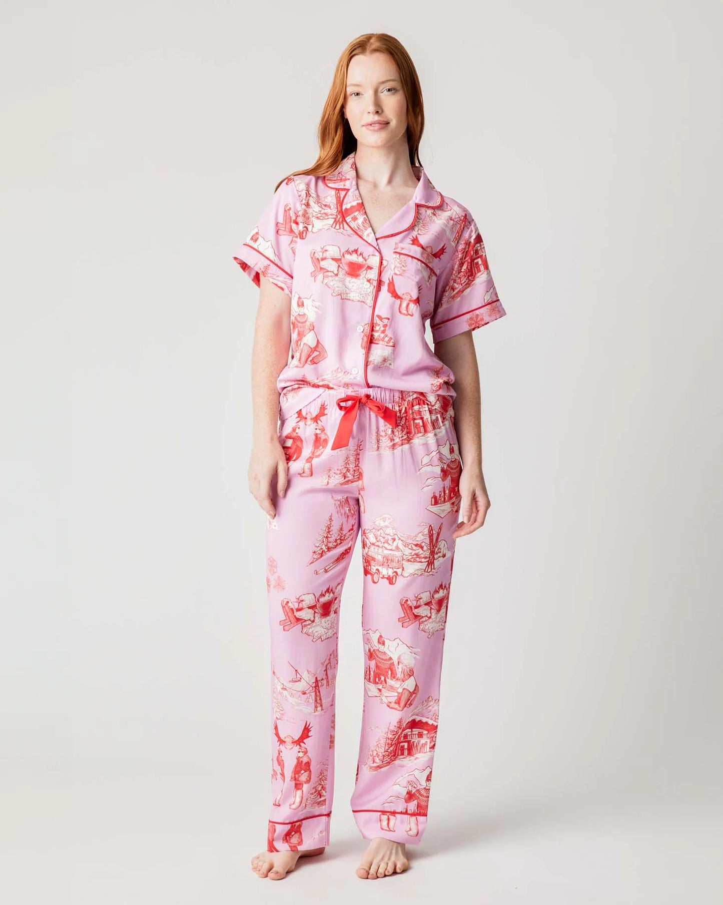 Après Ski Toile Long Sleeve Pajama Pants Set