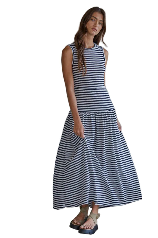 Chelsea Knit Striped Sleeveless Midi