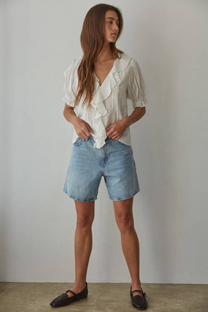 Lillie Buttondown V-Neck Top