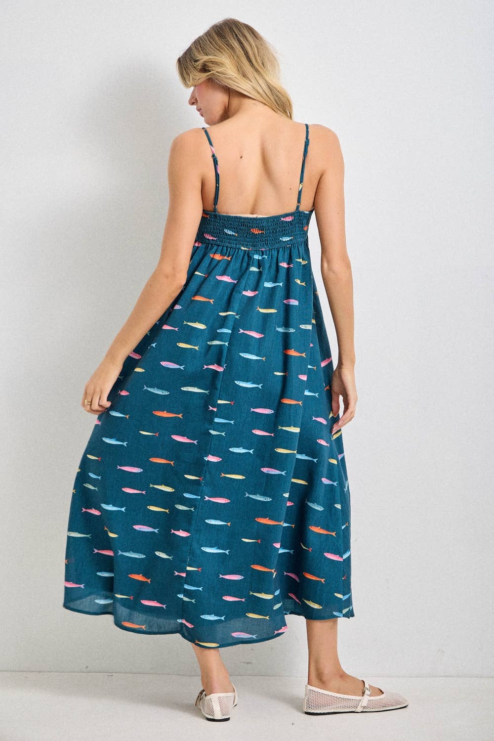 Fish Print Midi Dress