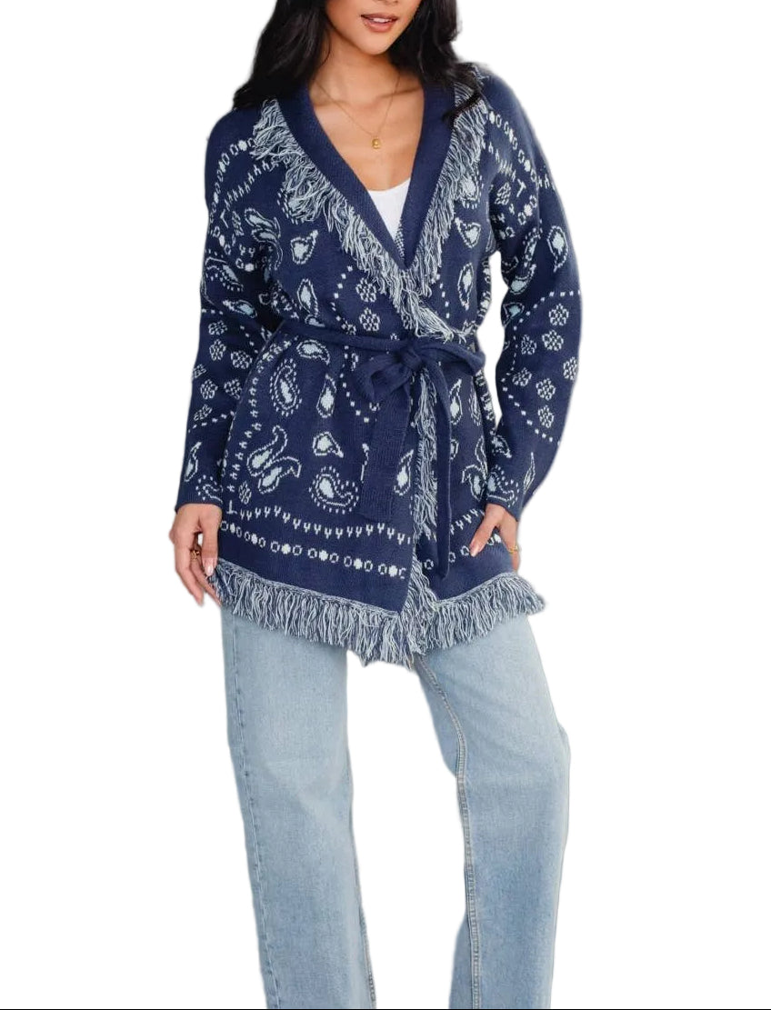 Bailey Bandana Fringe Cardigan