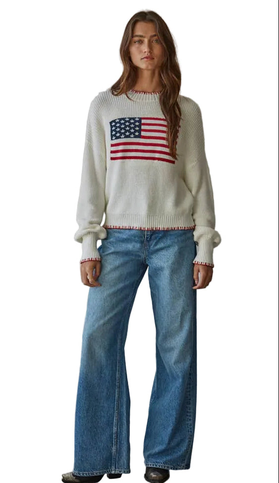 Knit American Flag Pullover