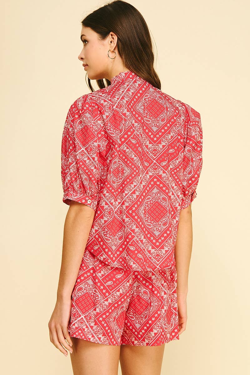 Aubrey Bandana Print Blouse