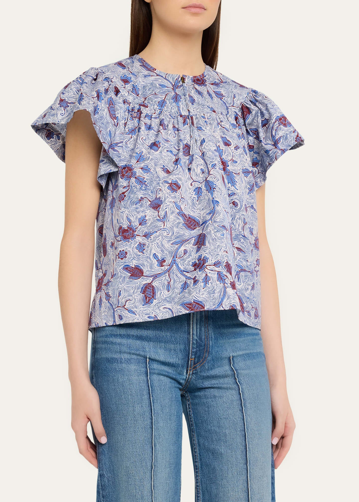Perline Short Sleeve Cotton Blouse