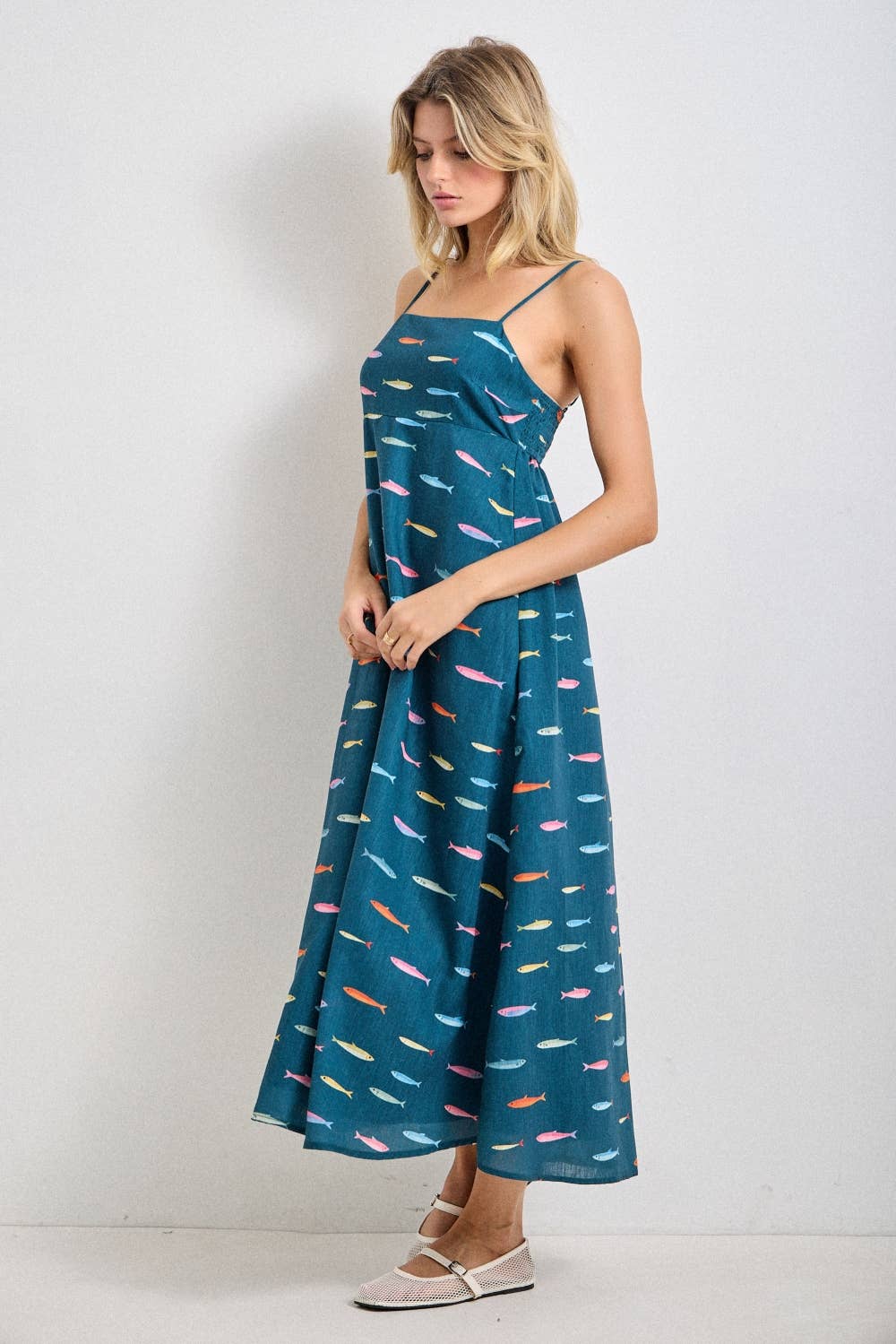 Fish Print Midi Dress