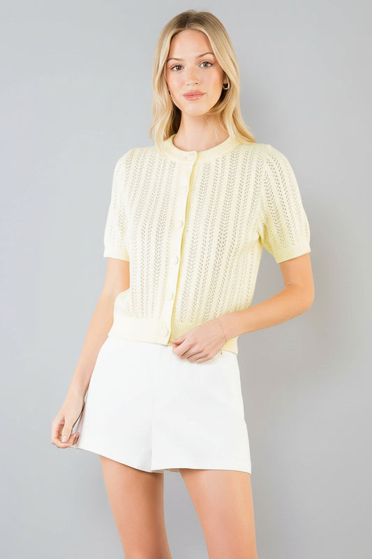 Jayne Short Sleeve Knitted Button Down Top