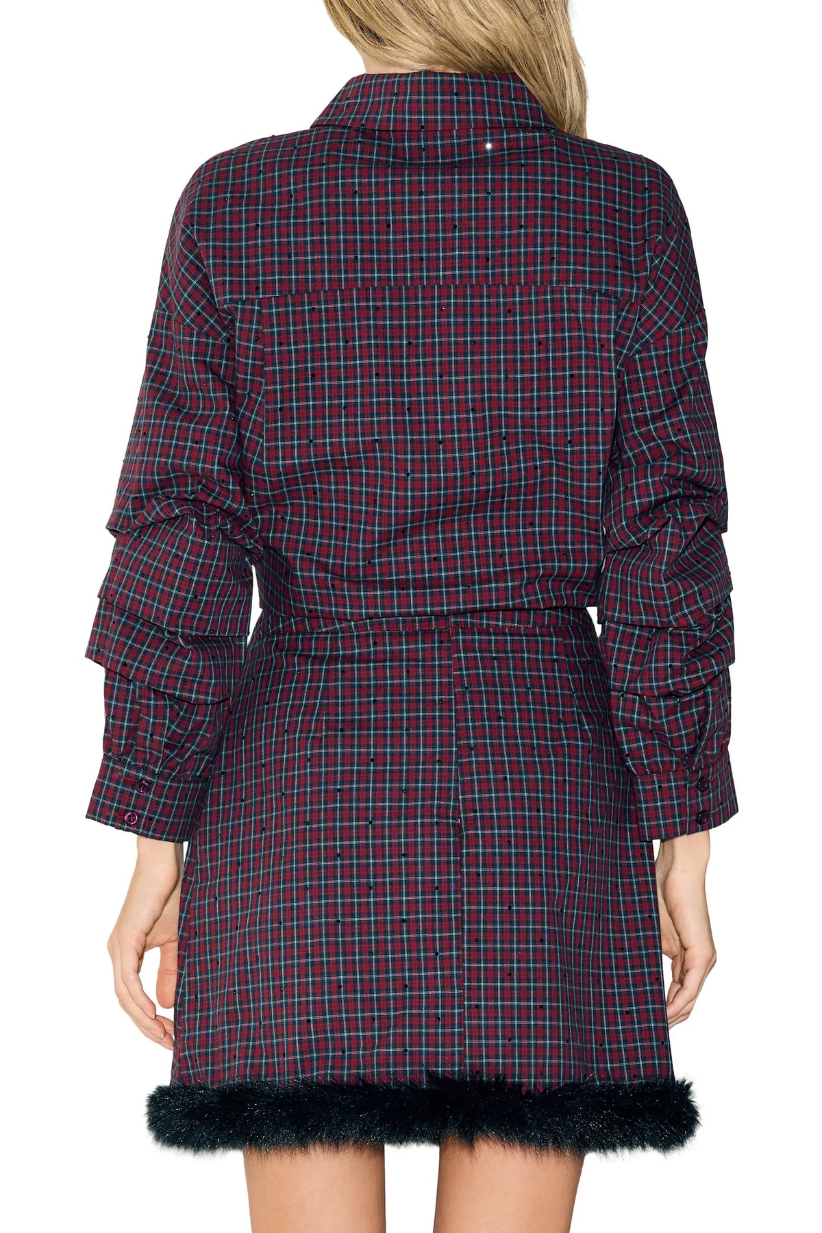Galli Embellished Plaid Ruched Shirt