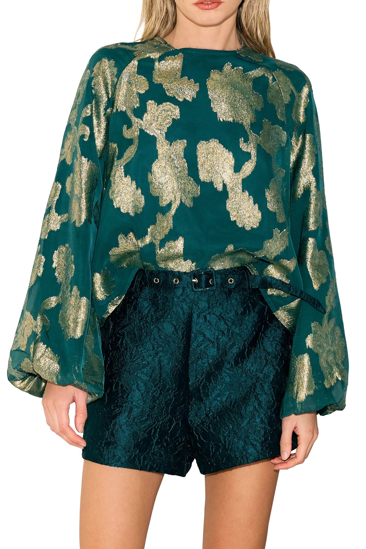 Giulia Metallic Jacquard Chiffon Blouse