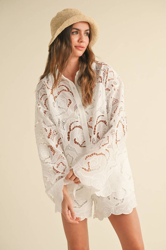 Sofie Floral Eyelet Pattern Shirt