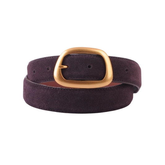 Suede Belt with Organic Shape Buckle