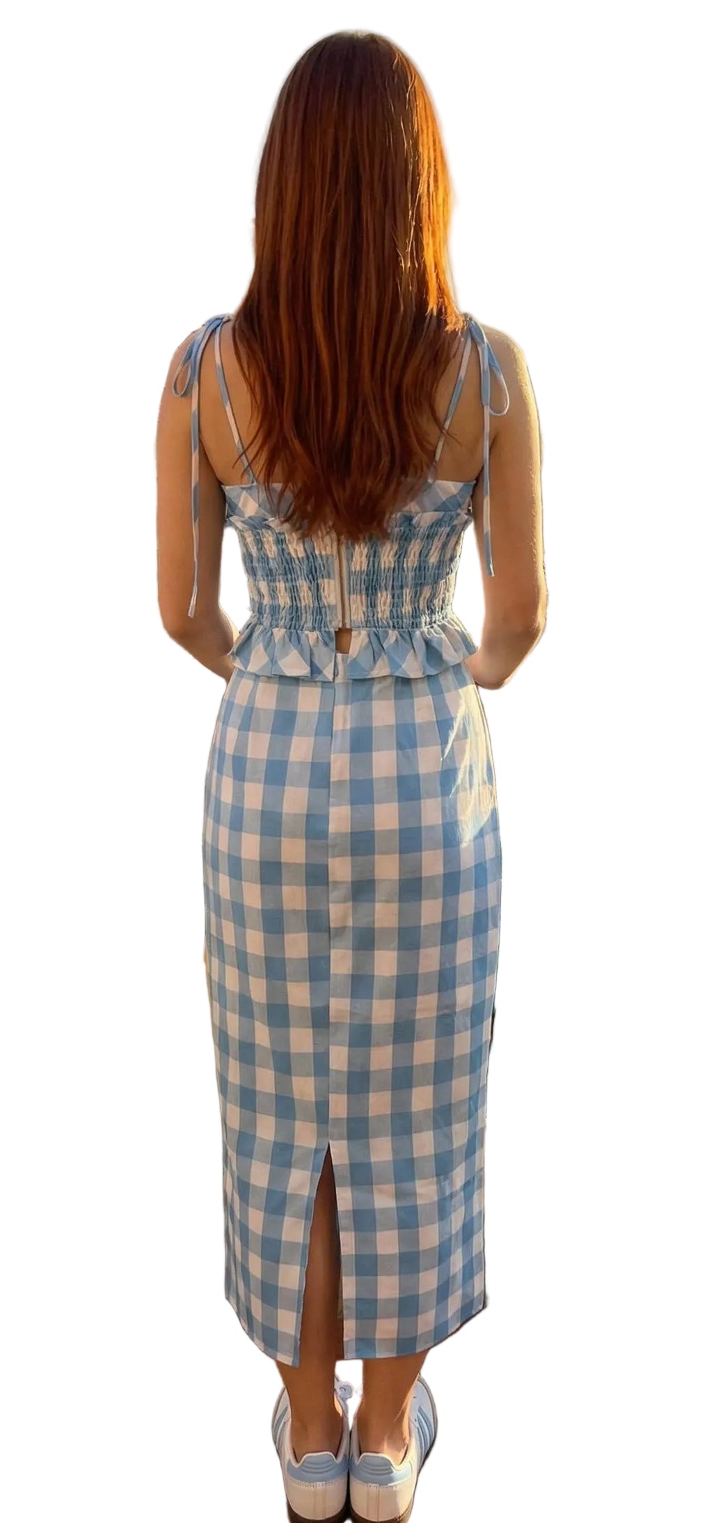 Hattie Gingham And Midi Skirt Set