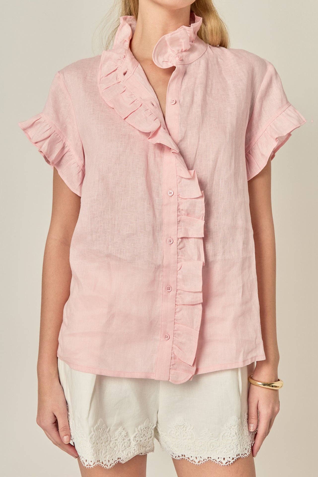 Lucy Linen Ruffle Shirt