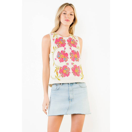 Carrie Sleeveless Floral Top