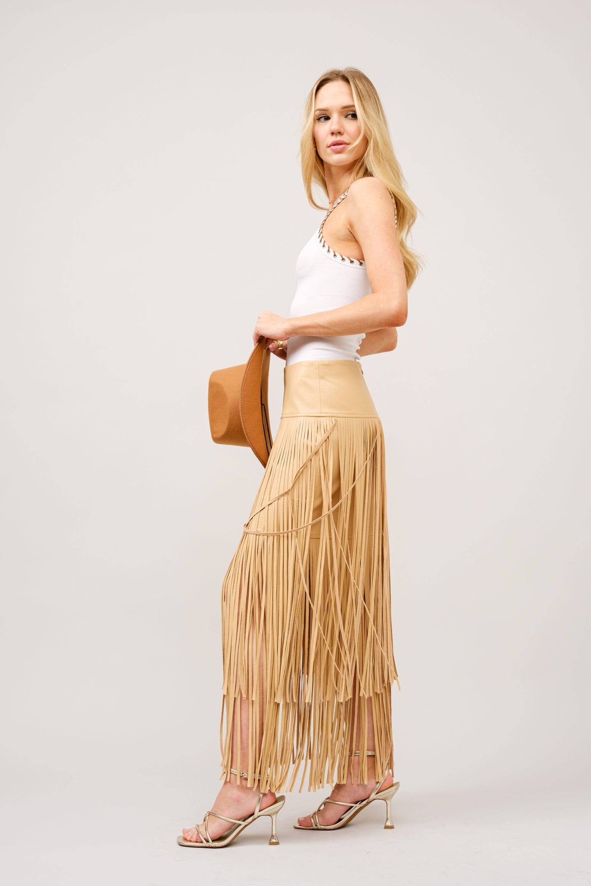 Tiered Fringe Maxi Skirt