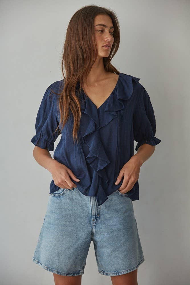 Lillie Buttondown V-Neck Top
