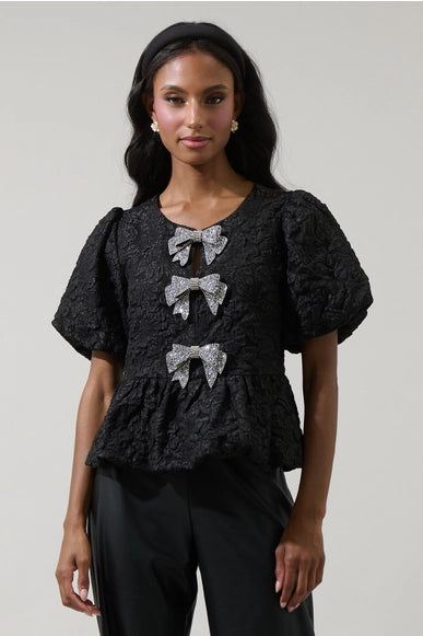 Arielle Jacquard Bow Top