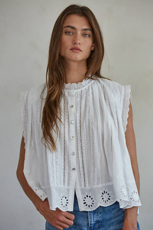 Ellie Eyelet Sleeveless Top