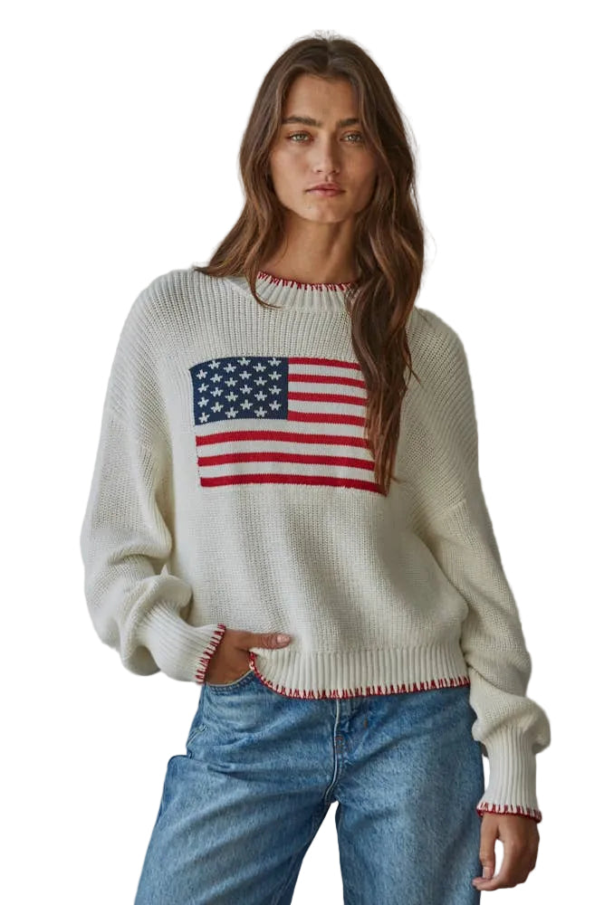 Knit American Flag Pullover