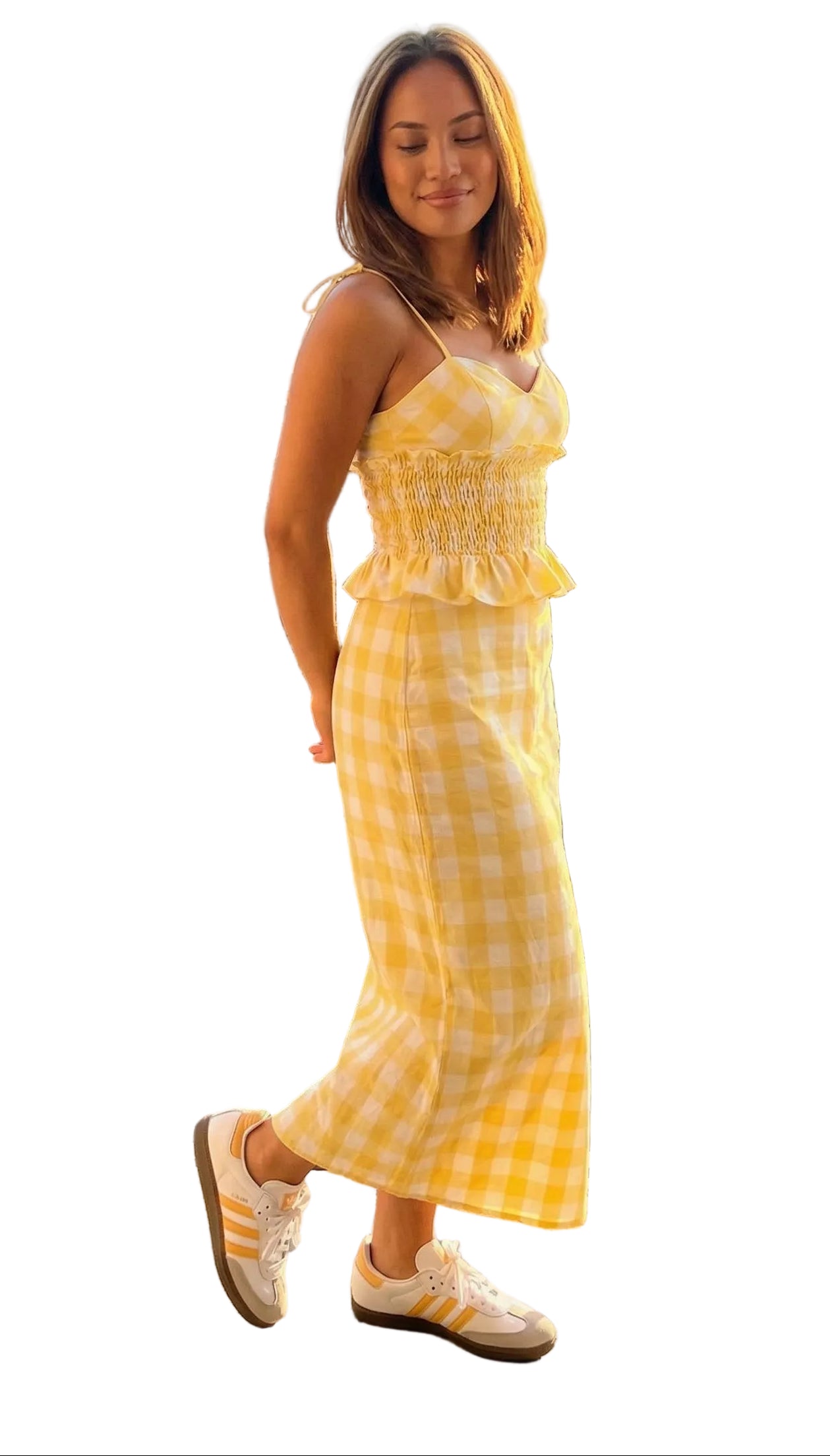 Hattie Gingham And Midi Skirt Set