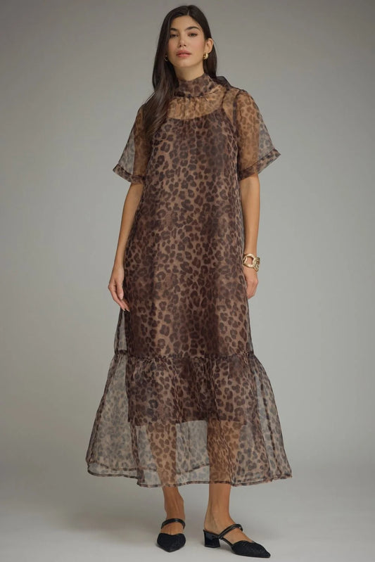 Leopard Organza Maxi Dress